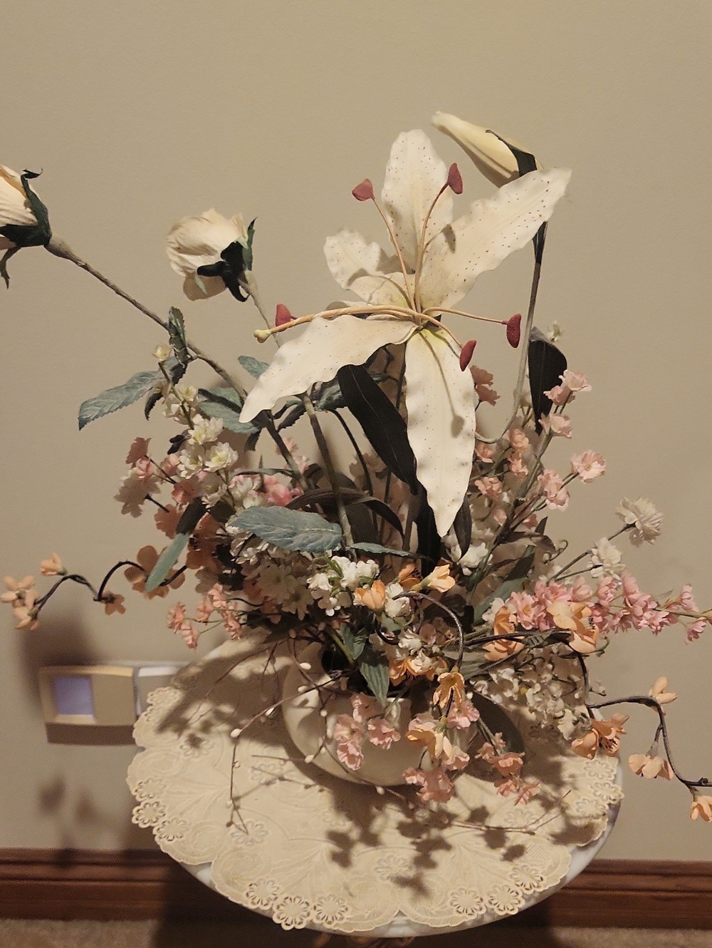 Artificial Floral Arrangement - Cream and Pink Home Accent
